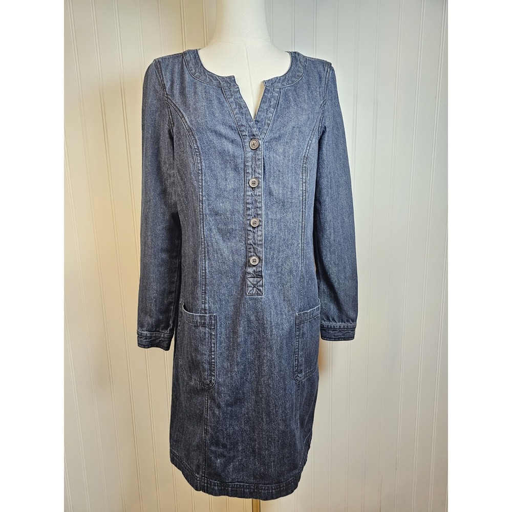 Boden Chambray Shirt Dress Women's Size 6 Medium Wash Denim